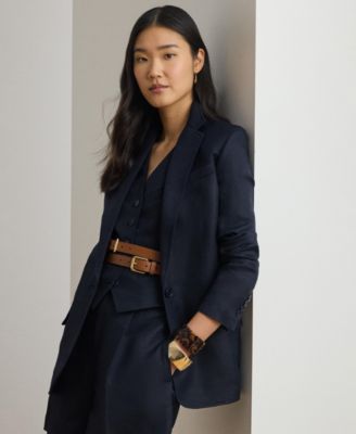 Women's Single Button Notch Lapel Twill Blazer