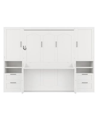 Queen Size Murphy Bed with Closet, Drawers & Shelves