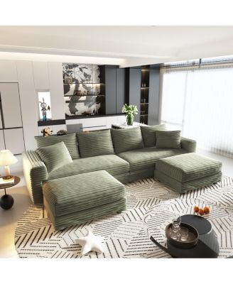 Streamdale 102" Plush Corduroy 4-Seat Sofa, Modern Comfy Upholstered Cloud Couch