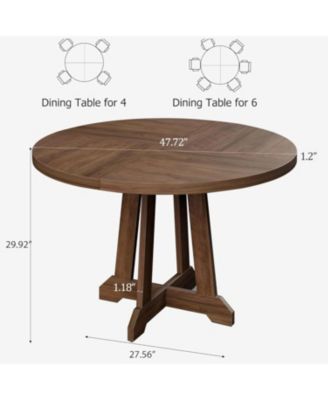 Round Dining Table for 4-6 People 47 Inch Round Dining Table Wooden Kitchen Table with Sturty Legs Dining Room Table for Dining Room Kitchen