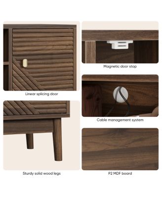  Mid-Century Modern Walnut TV Stand for Living Room & Bedroom