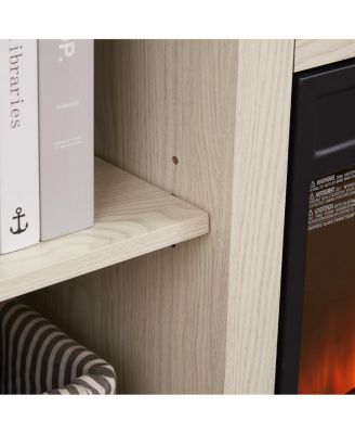 60.23"W Farmhouse Barn Door TV Stand with Fireplace Insert