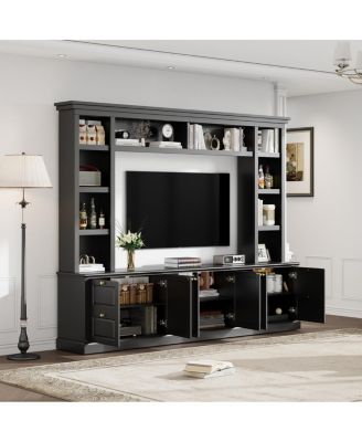 Modern TV Stand with Bookcase for TVs up to 70 inch, 3 Shelves