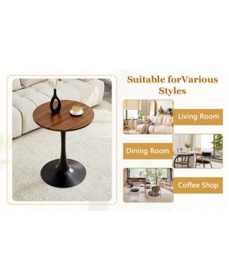 Streamdale Round Dining Table, 23.6" Tulip Table with Thickened Top & Metal Pedestal