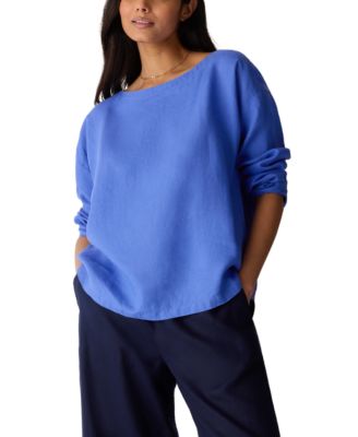Women's Boat Neck Boxy Top, Regular & Plus Size