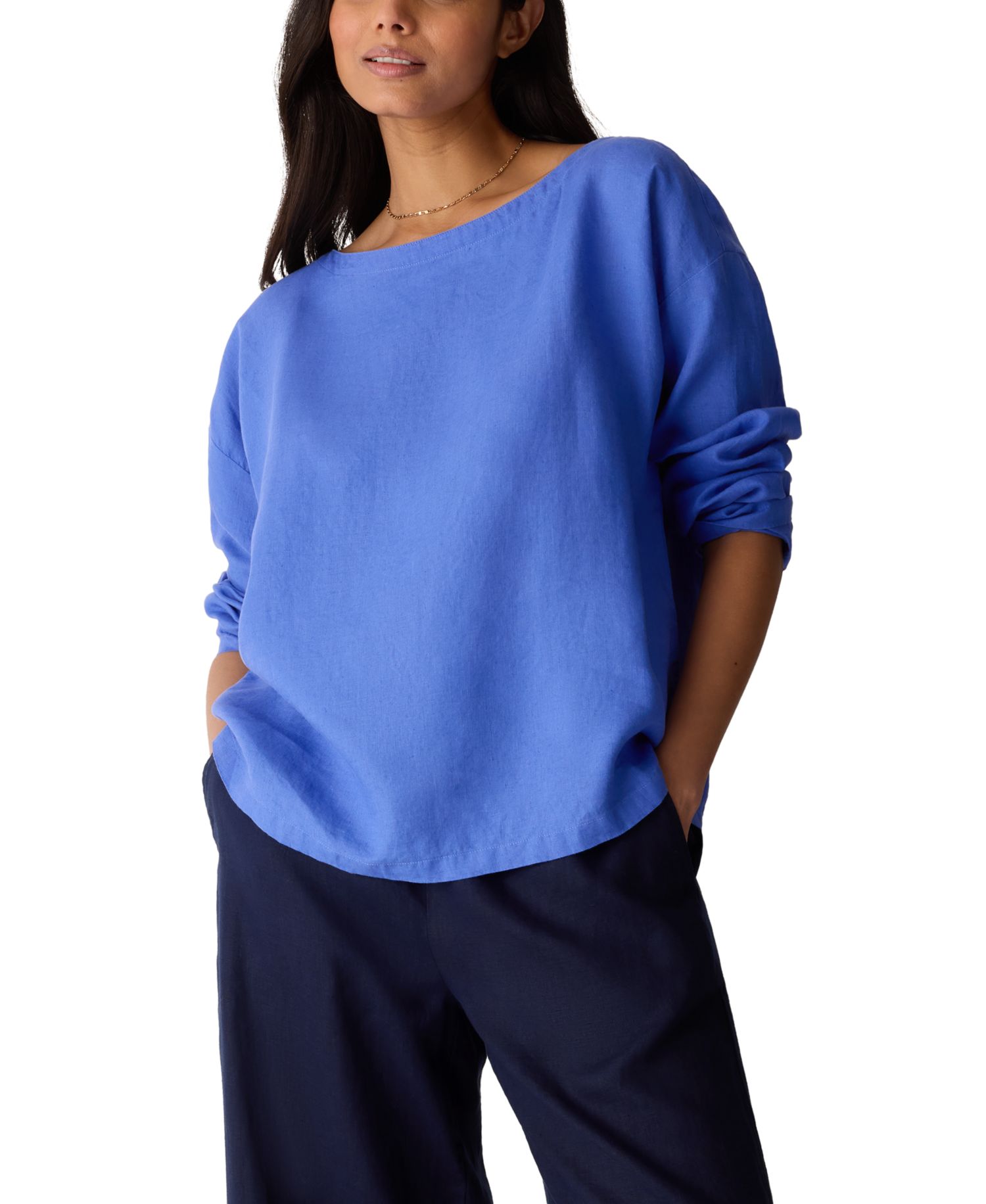 Women's Boat Neck Boxy Top, Regular & Plus Size