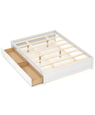 Queen Size Bed Frame with 2 Rolling Storage Drawers