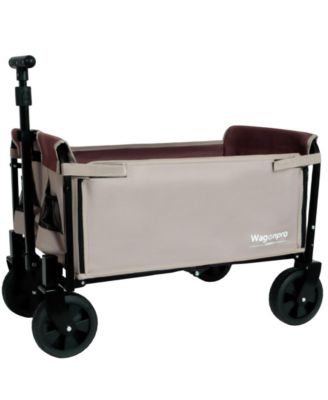 Collapsible Wagon Cart - Heavy Duty Utility Cart with Bench Seat, Storage Compartment and Included Dog Tether for Groceries, Camping