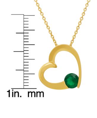 Lab Grown Emerald (0.75 ct. t.w.) Open Heart Pendant Necklace in 14k Gold Over Sterling Silver