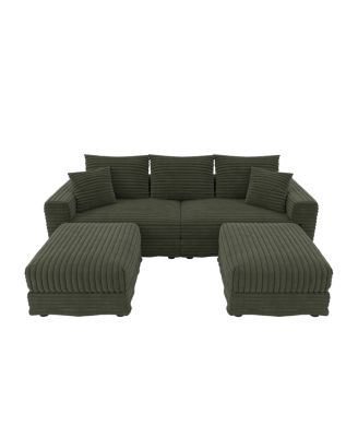 82.7" Plush Corduroy 3-Seat Sofa, Modern Comfy Upholstered Cloud Couch