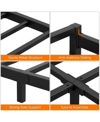 Metal Platform Bed Frame with Steel Slats Support, Mattress Foundation, Easy Assembly