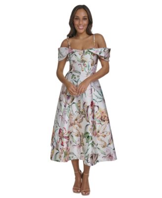 Women's Off-The-Shoulder Flare Midi Dress