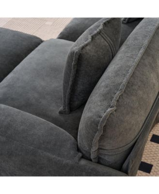 Oversized Deep Seat Sectional Cloud Sofa Sleeper with 3 Ottomans & Soft Pillows, Modular Couch Bed, DIY Combination