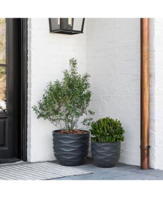 13.4-Inch Round Waves MgO Planter