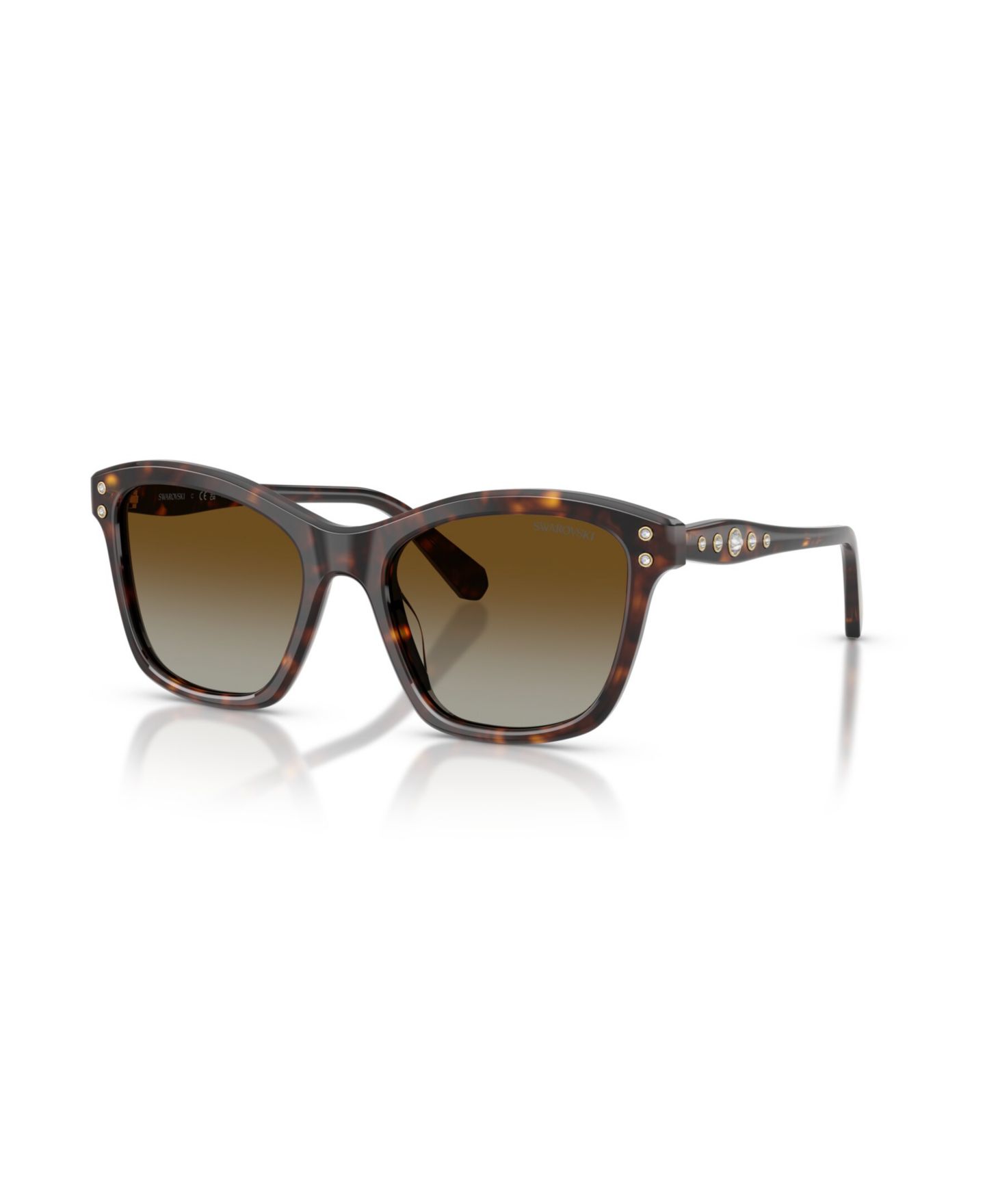 Женские солнцезащитные очки Swarovski Square Polarized Sunglasses, SK6063, цвет: Гавана — фото 1