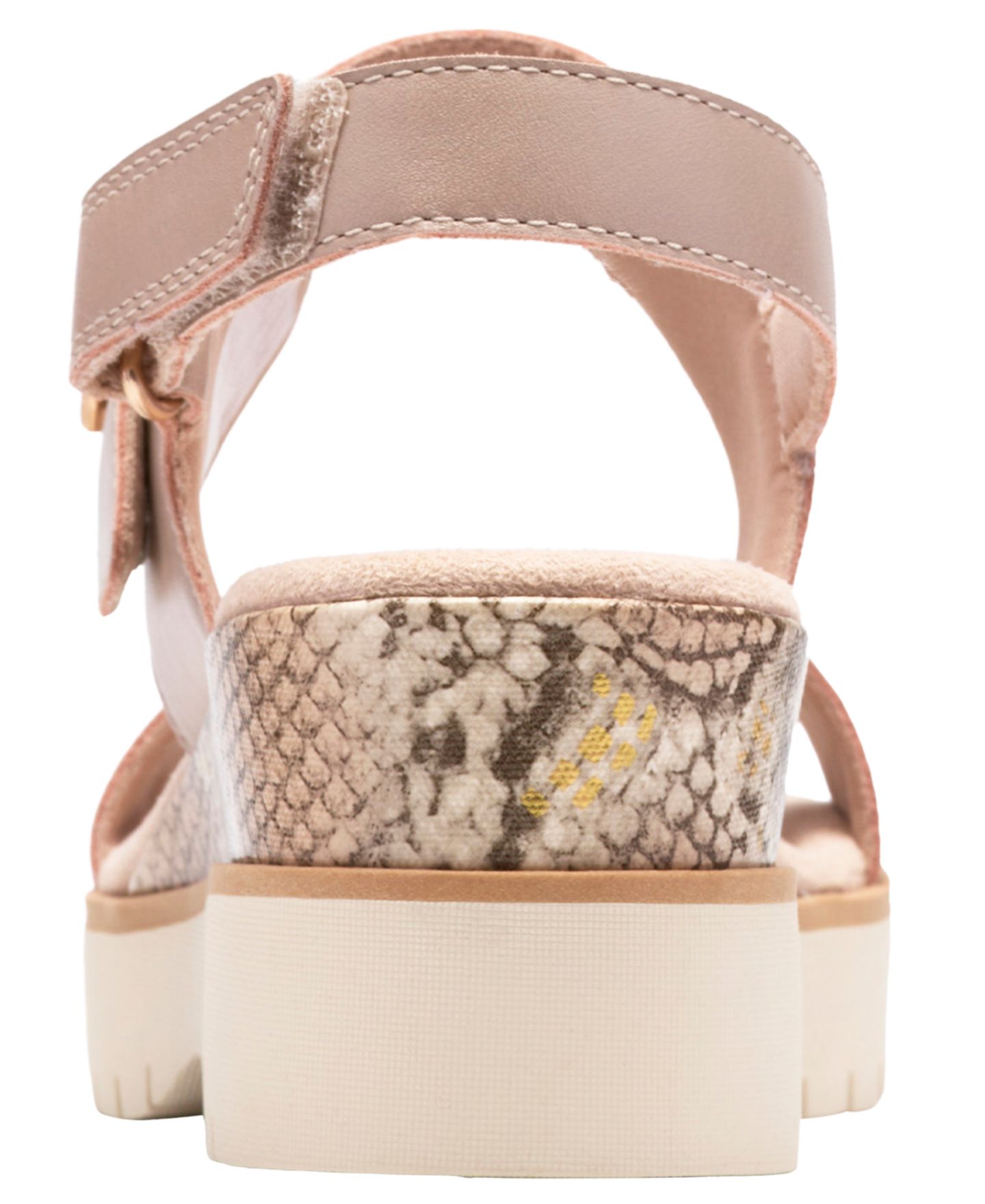 Женские сандалии Clarks Diaz Rose Round Toe Wedge, цвет: Бежевый кожаный — фото 3