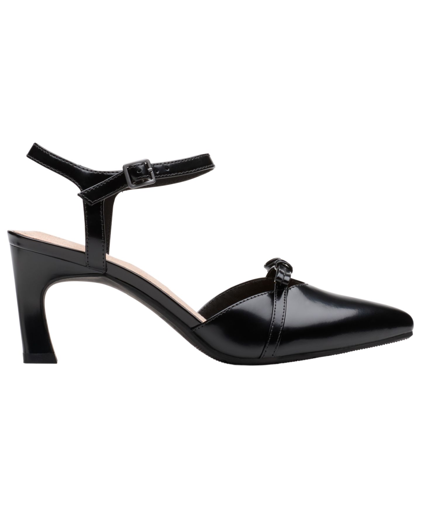 Женские туфли Clarks Tammitha Bar Pointed Toe Dress Pumps, цвет: Чёрный кожаный — фото 2