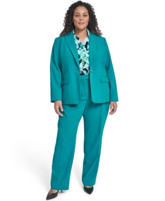 Plus Size Collarless One Button Jacket