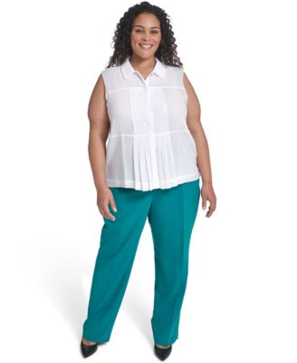 Plus Size Collared Neck Sleeveless Top