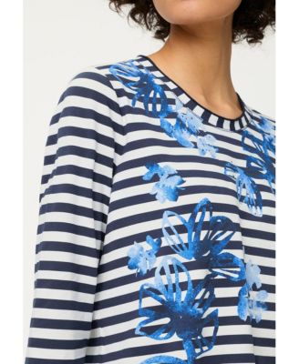 Women's Stripe & Floral Print T-Shirt