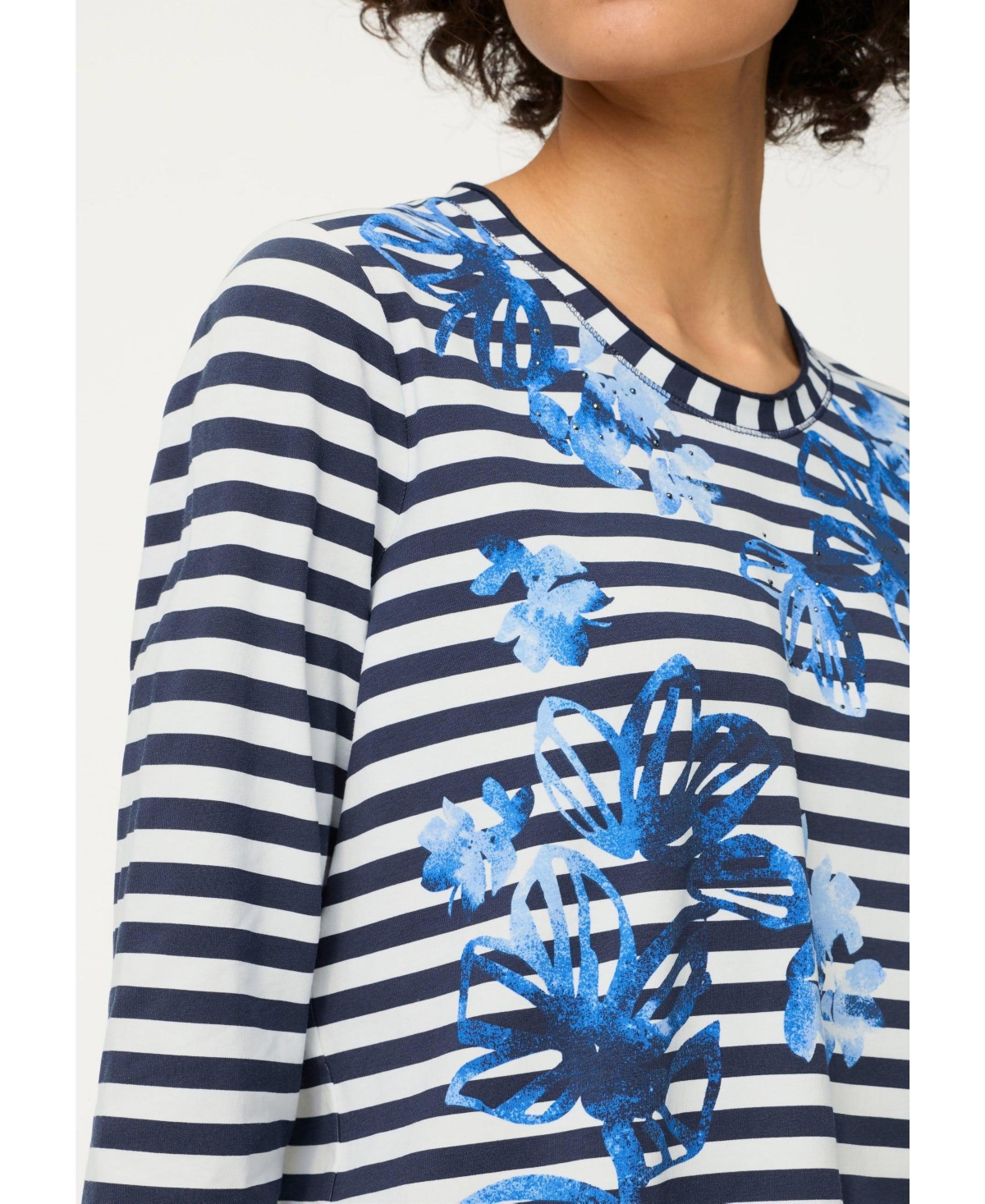 Olsen Women's Stripe & Floral Print T-Shirt