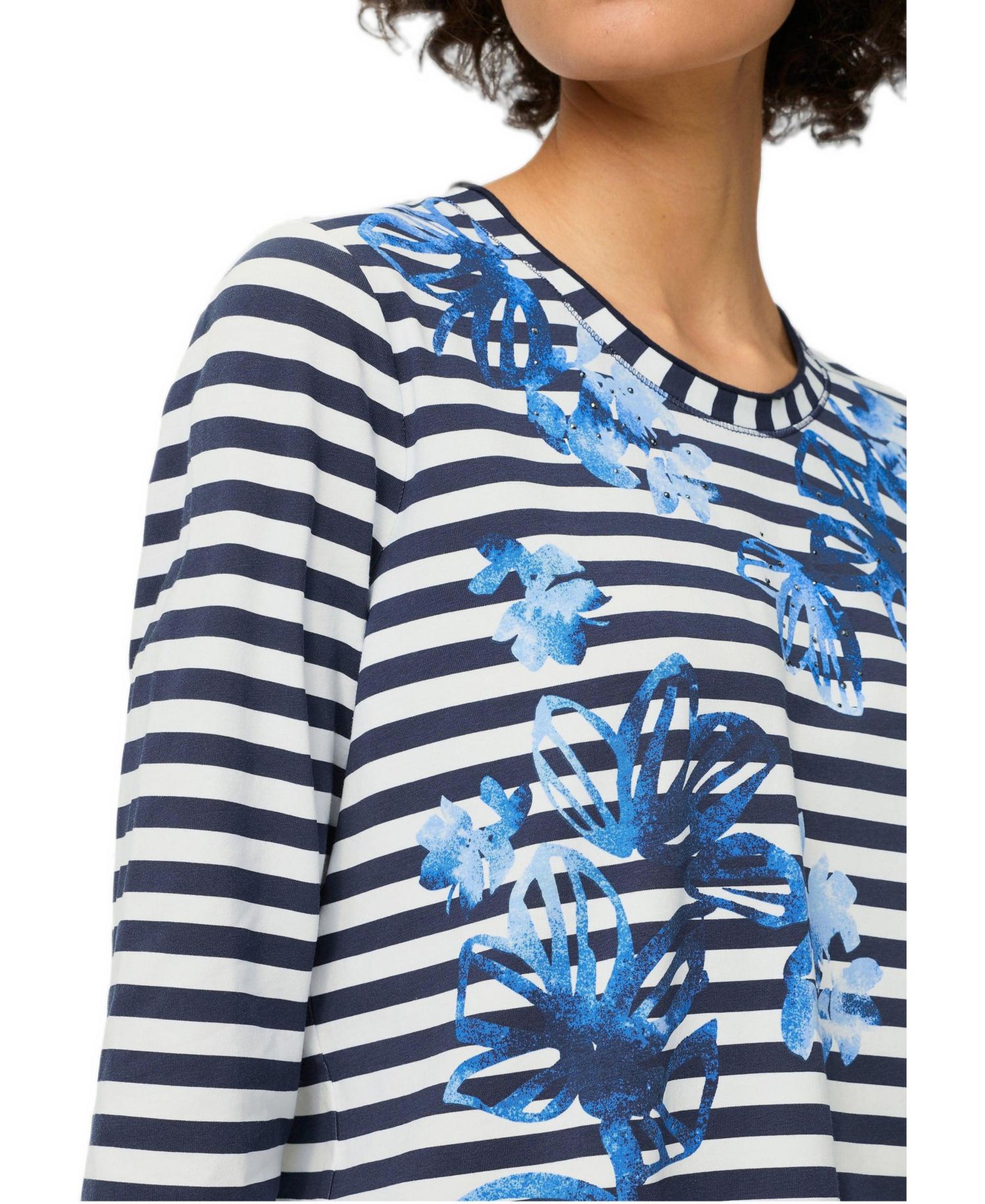 Women's Stripe and Floral Print T-Shirt