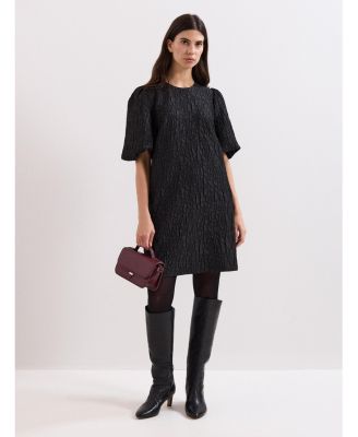 Women's Jacquard Round Neck Mini Dress