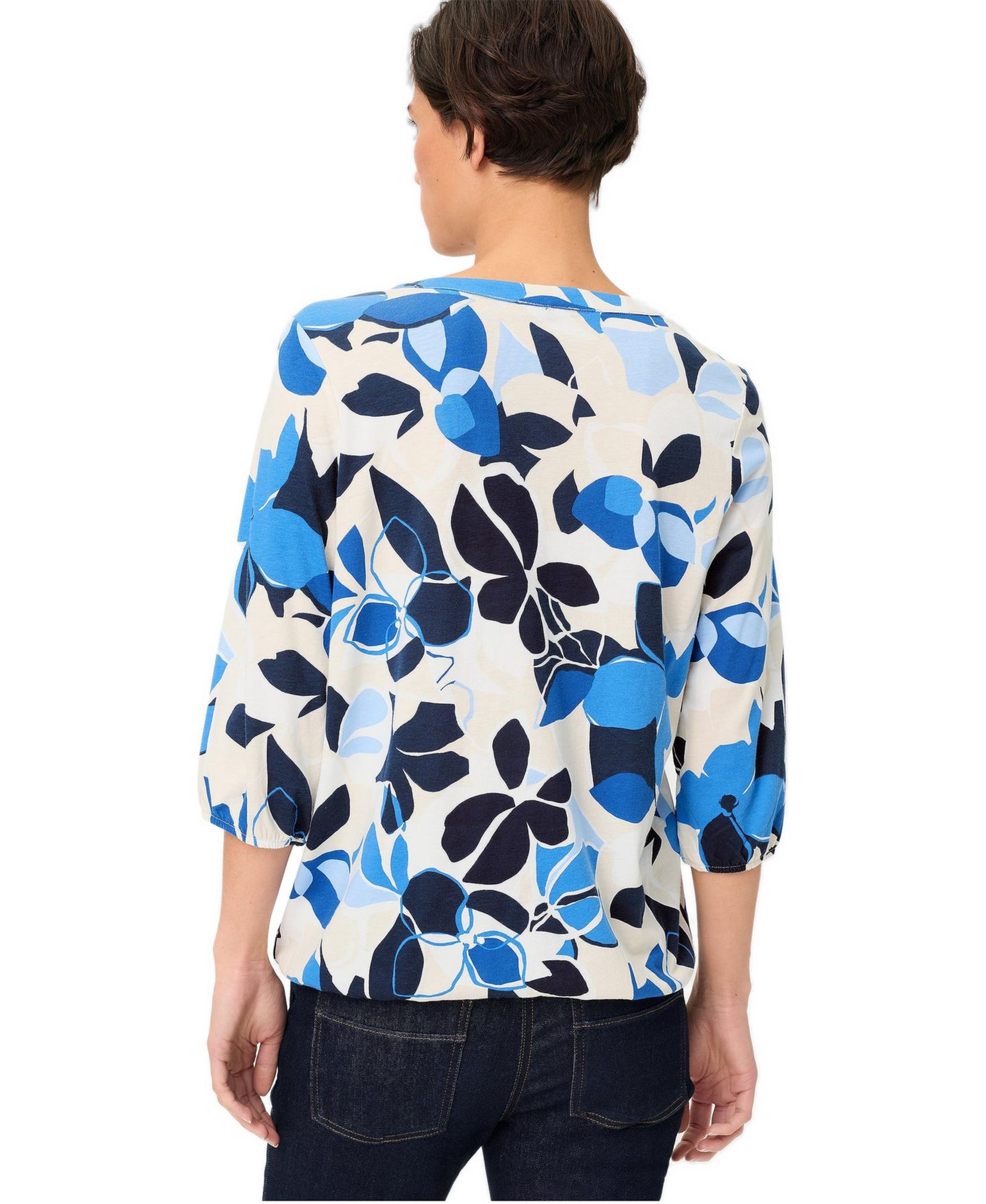 Женская футболка Olsen Graphic Floral Split Neck — фото 3