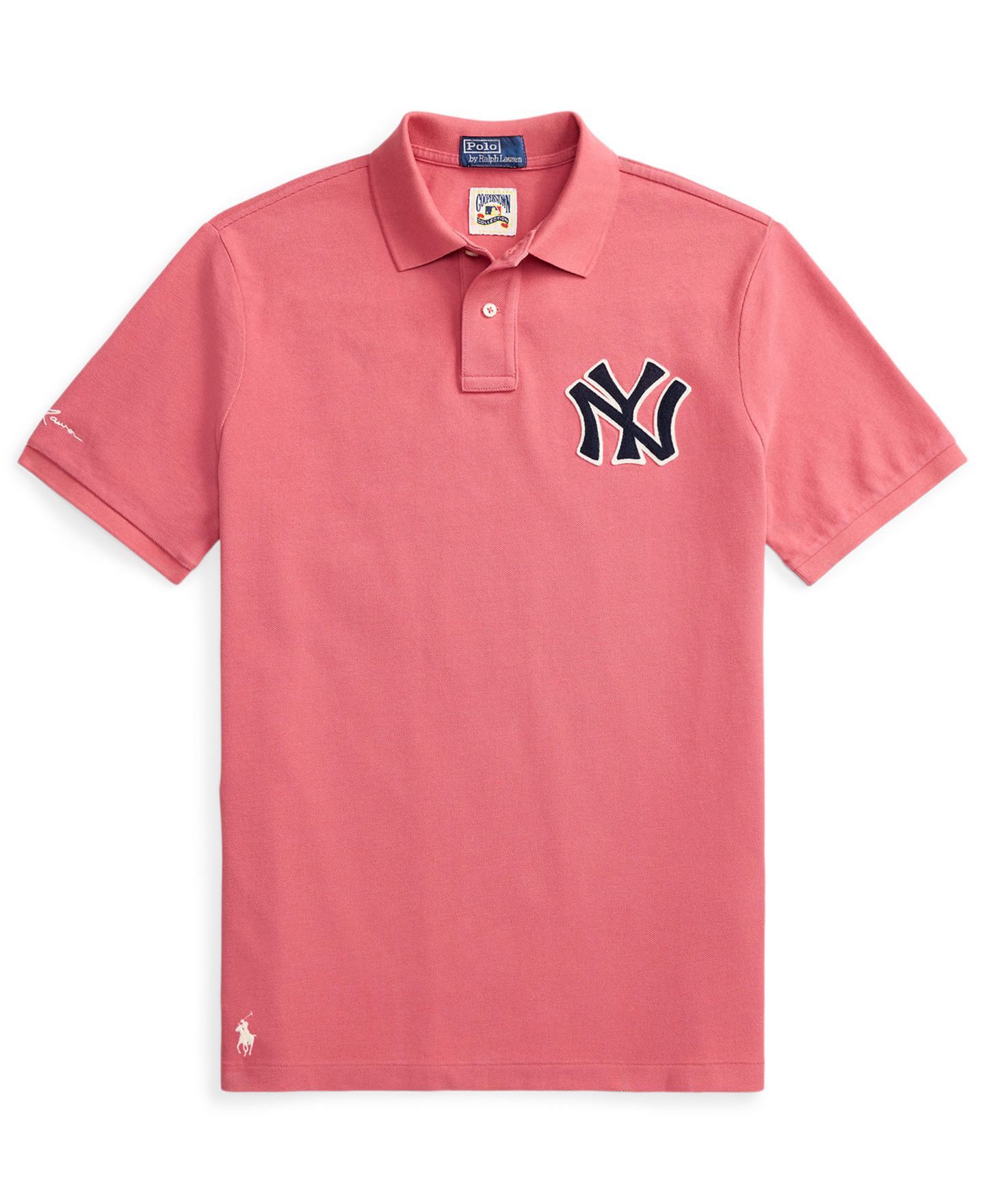 Мужское поло Polo Ralph Lauren Yankees Logo Mesh Polo Shirt, цвет: Ягодный — фото 5
