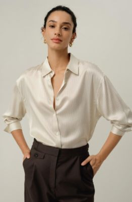 Women's Silk Charmeuse Pinstripe Shirt