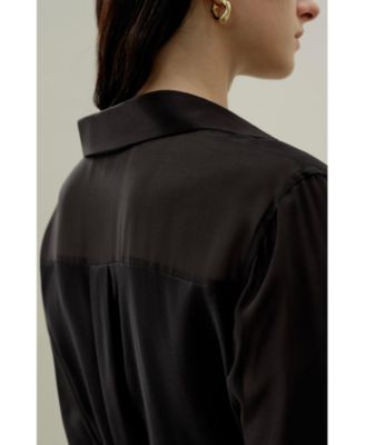 Women's Button Down Silk Organza Shirt