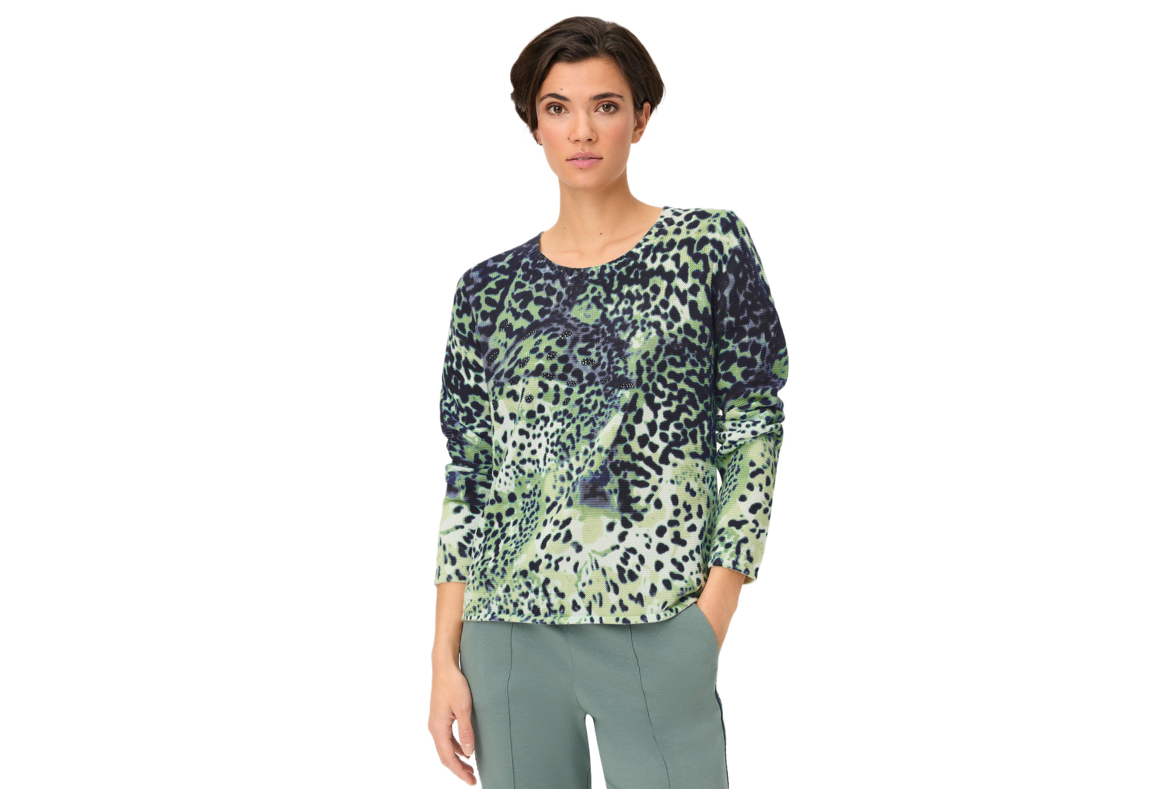 Olsen Women's Animal Print Camo Sweater
