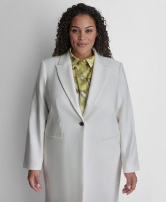 Plus Size Notch Collar Buttoned Jacket