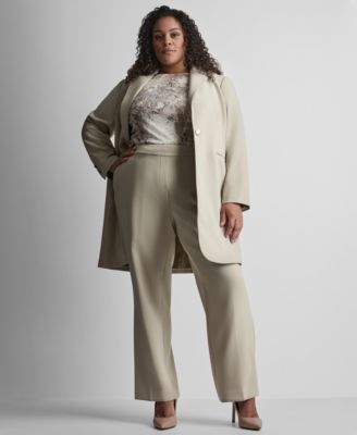 Plus Size Notch Collar Buttoned Jacket