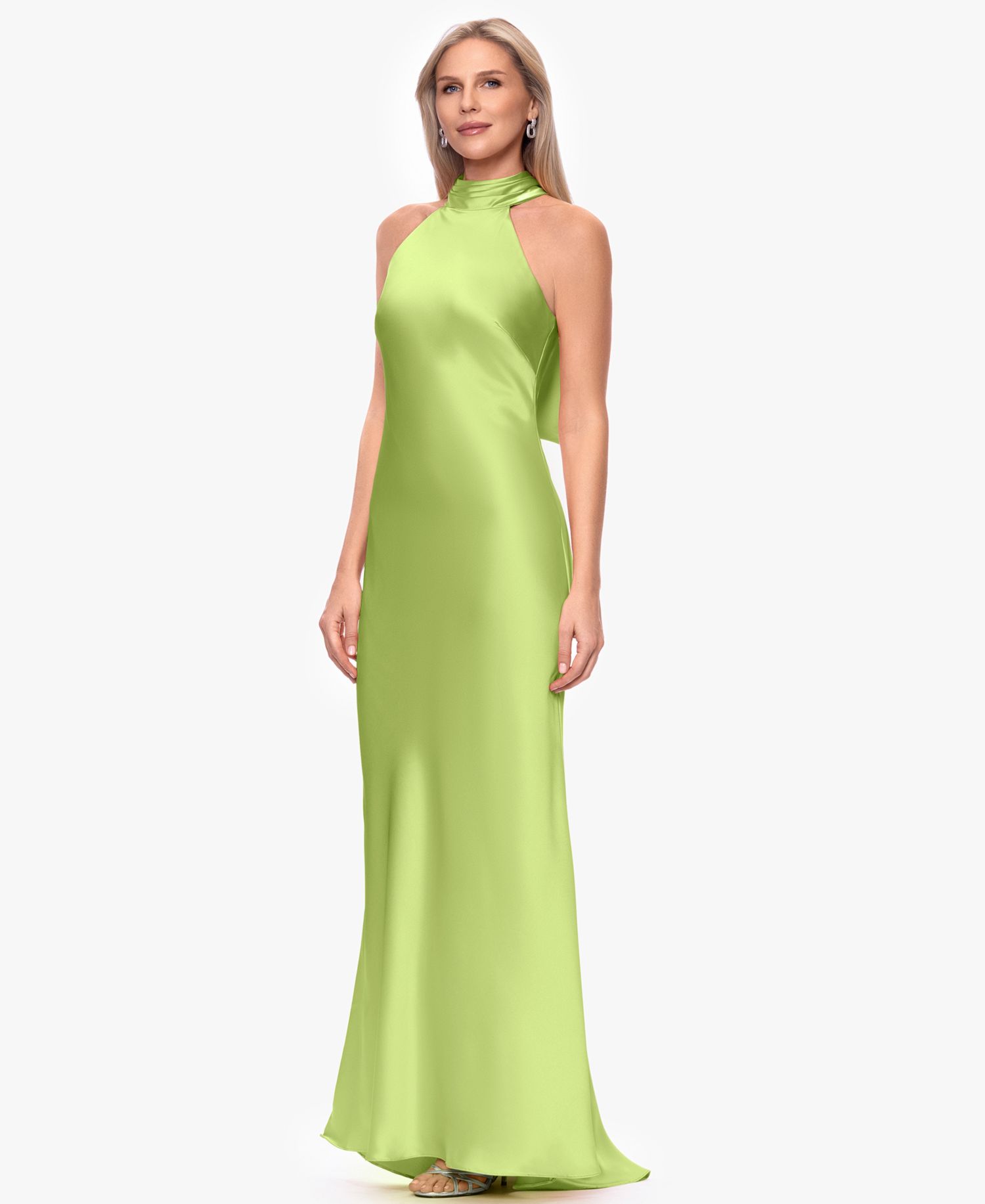 Petite Sleeveless Tie-Neck Long Gown