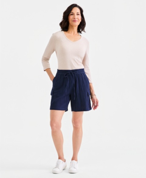 Женские Style & Co Women's Cotton Gauze Pull-On Cargo Shorts