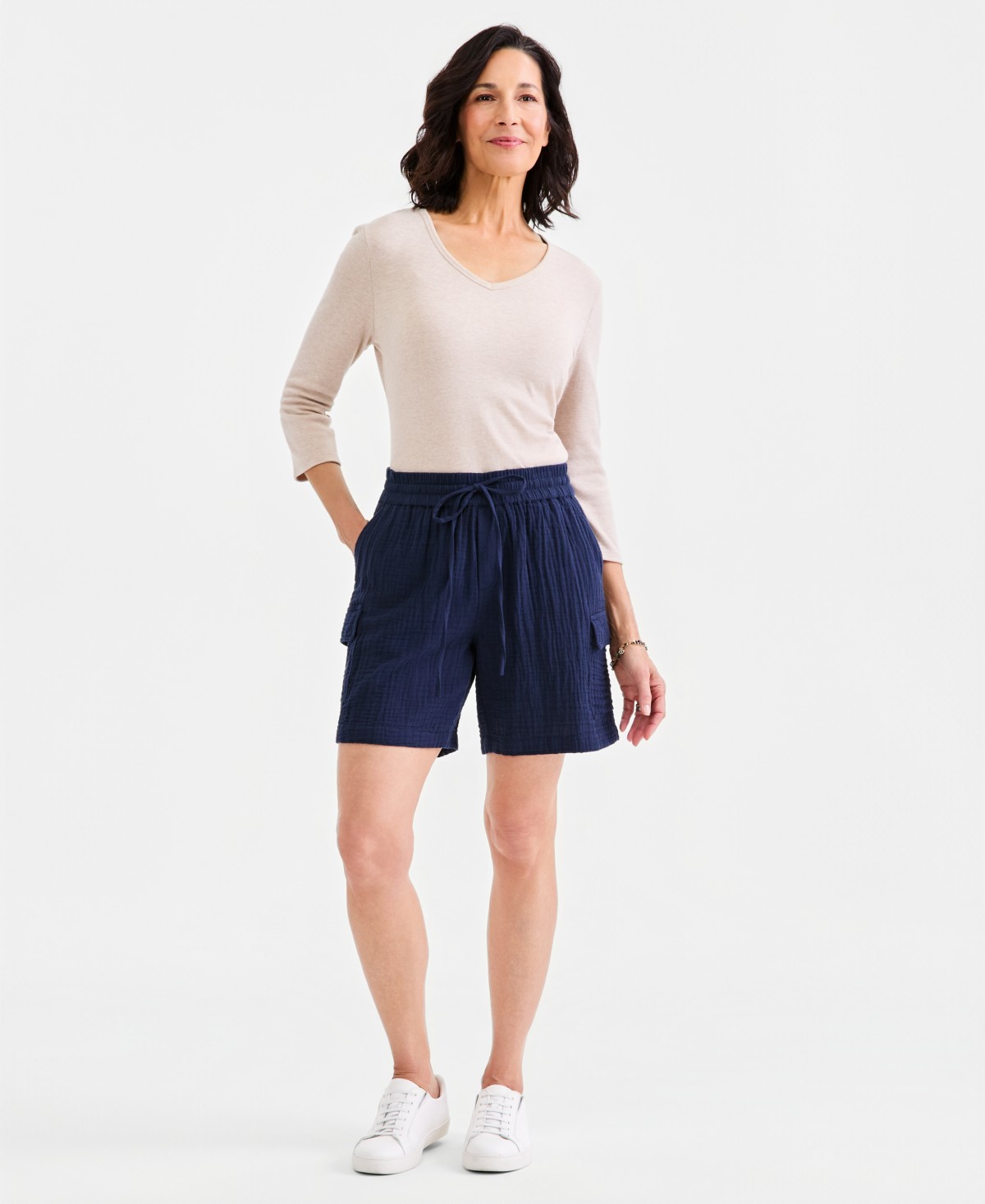 Женские Style & Co Women's Cotton Gauze Pull-On Cargo Shorts — фото 1