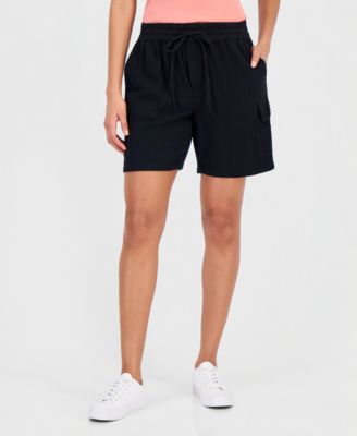 Women's Cotton Gauze Pull-On Cargo Shorts