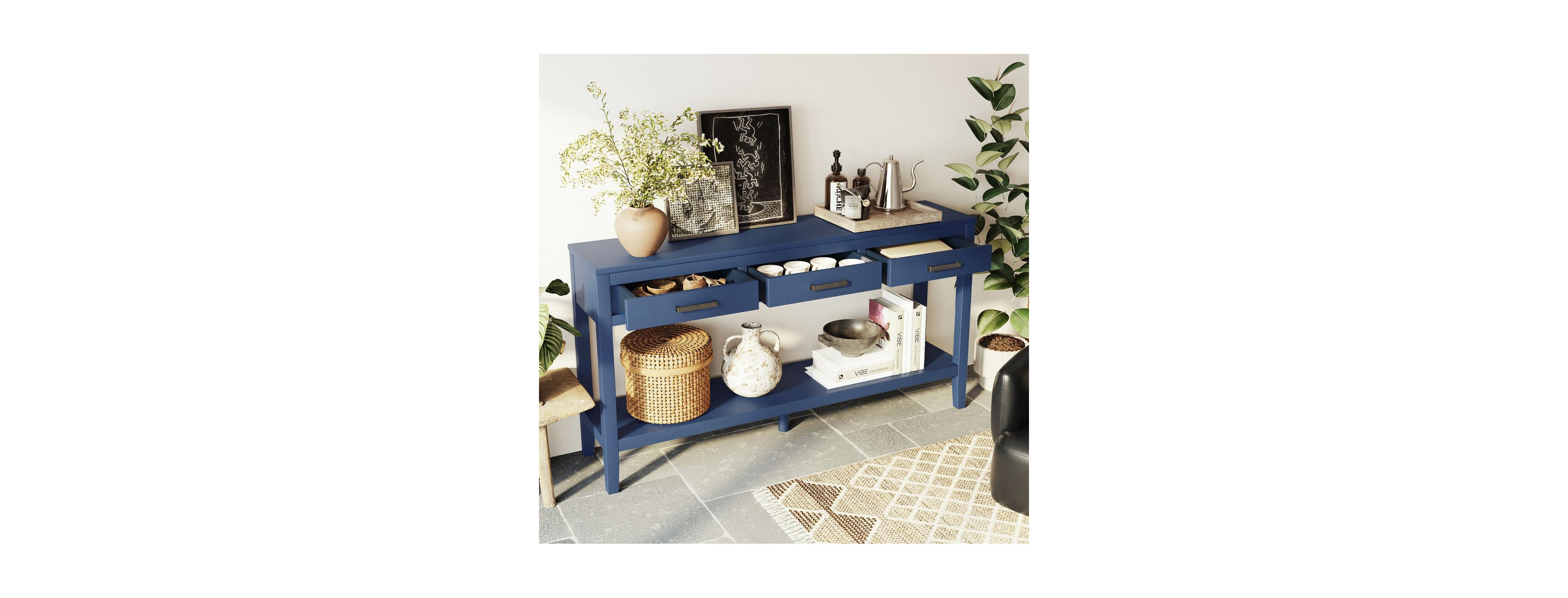Streamdale Furniture 59.1" Farmhouse Console Table with 3 Drawers & Bottom Shelf