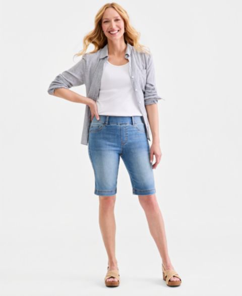 Женские шорты Style & Co Petite High-Rise Shaping Bermuda, цвет: Варёный