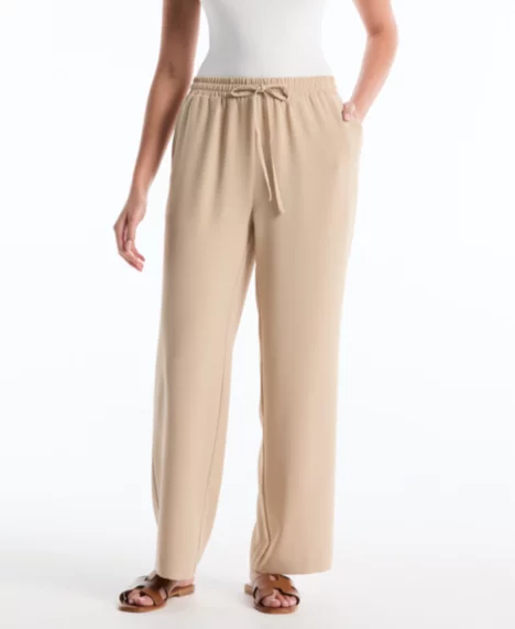 Petite Drawstring Wide-Leg Pants - Humus