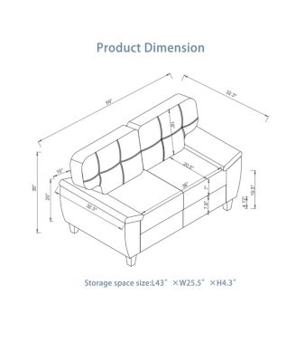 59" Modern Faux Leather Loveseat Sofa with Storage and Big Armrests