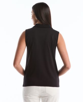 Petite Sleeveless Polo Top