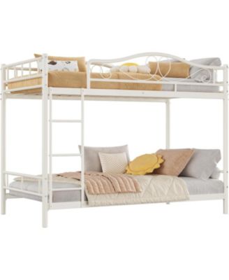 Metal Bunk Bed Twin Over Twin, Heavy Duty Bunkbeds Frame with Safety Guard Rails for Kids Boys GirlsSteel Bed for School, Bedroom Space-Saving,