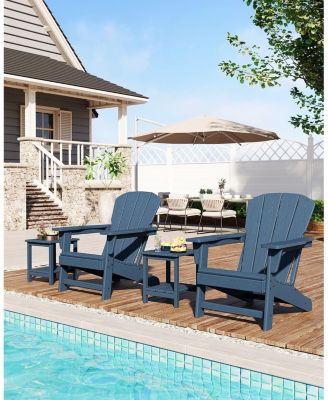 Modern HDPE Plastic Adirondack Chair Set of 4 - Oversize 380 LB Poly Lumber Weather Resistant Firepit Chair