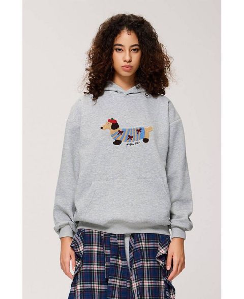 Женское худи AELFRIC EDEN Cartoon Dachshund Pullover, цвет: Серый