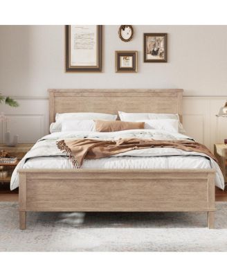 Mid-Century Wood Platform Bed with Headboard - Full Size, Seadrift