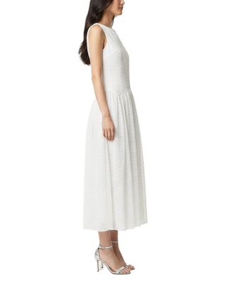 Women's Embroidered Drop Waist Boat Neck Dress