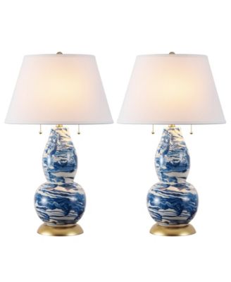 Set of 2 Color Swirls Glass Table Lamp