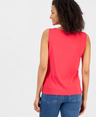 Women's Cotton Boat-Neck Sleeveless Top